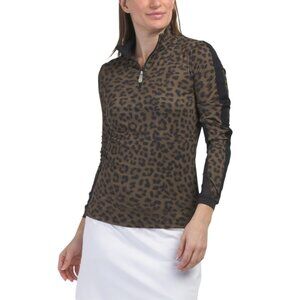 KASTEL DENMARK Olive Multi Upf 30 Printed Quarter Zip Jacket